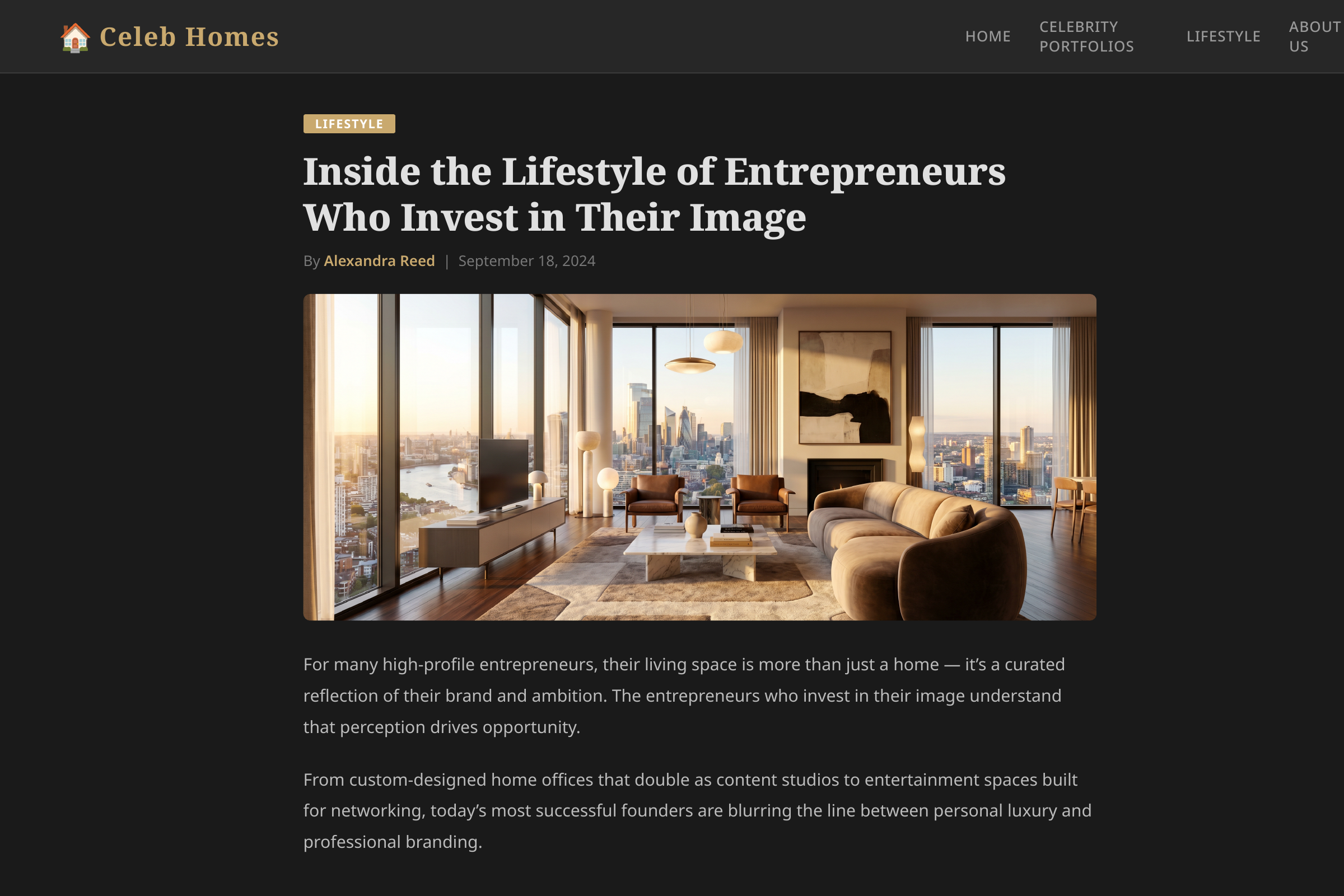 Celeb Homes article preview